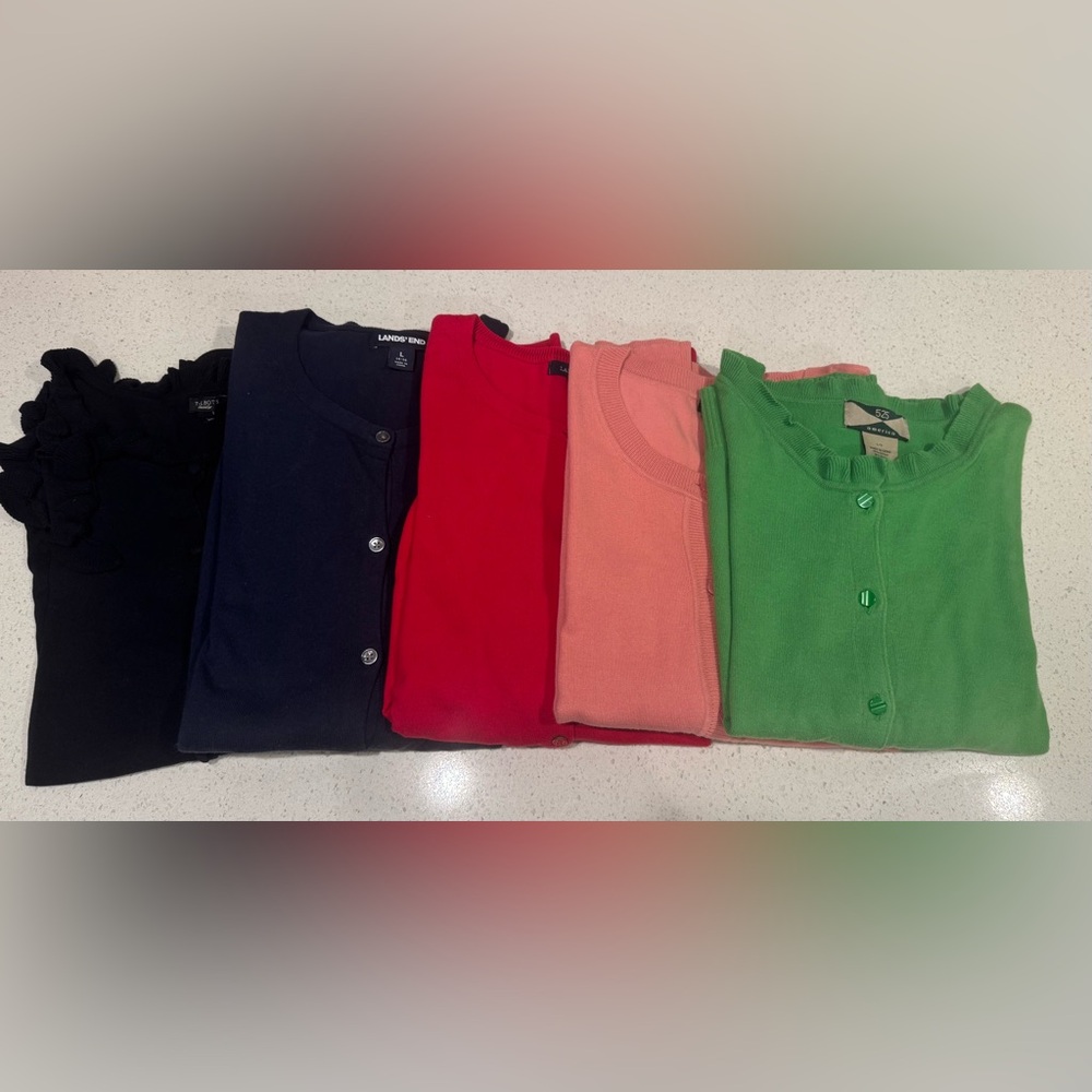 Talbots Lightweight Black Button Up Cardigan with… - image 7